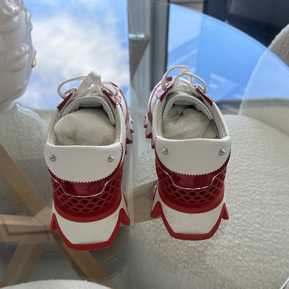 Christian Louboutin Loubishark Red and White Metallic Sneakers 39.5 / 8.5 - 9 - Picture 9 of 13